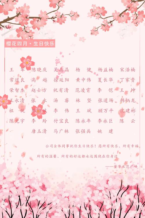 【生日祝?！抗ё?月生日的員工生日快樂！
