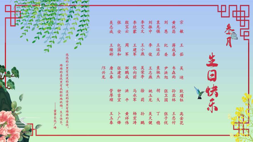 【生日祝福】恭祝3月生日的員工生日快樂！